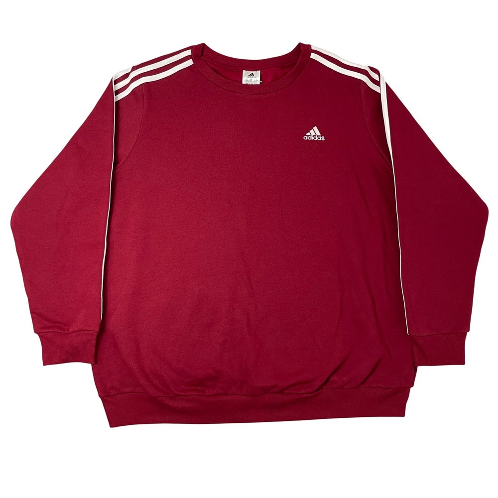 Adidas Sweatshirt Mens 3X Burgundy Red NWT Fleece Athleisure Streetwear Comfy